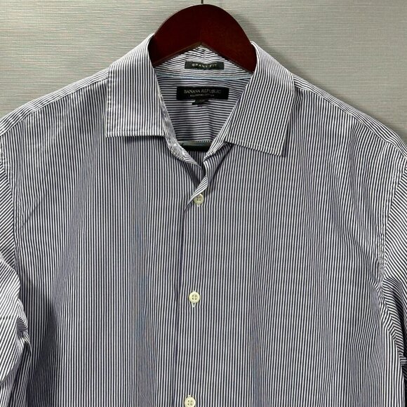 Banana Republic Shirt Mens Large Grant Fit 120's Supima Cotton Purple Stripe - Picture 2 of 6